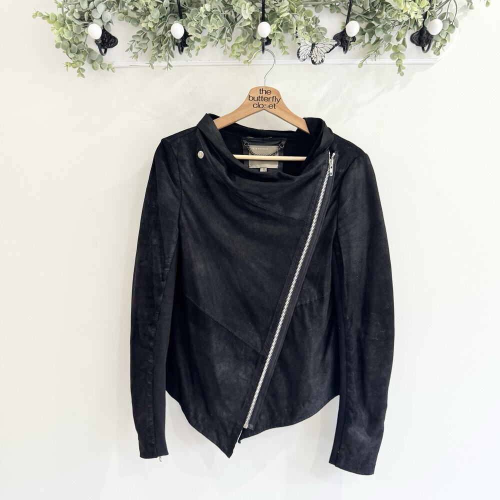 Muubaa leather jacket raw-cut cowl neck asymmetrical zipper Black 4 Grunge Goth